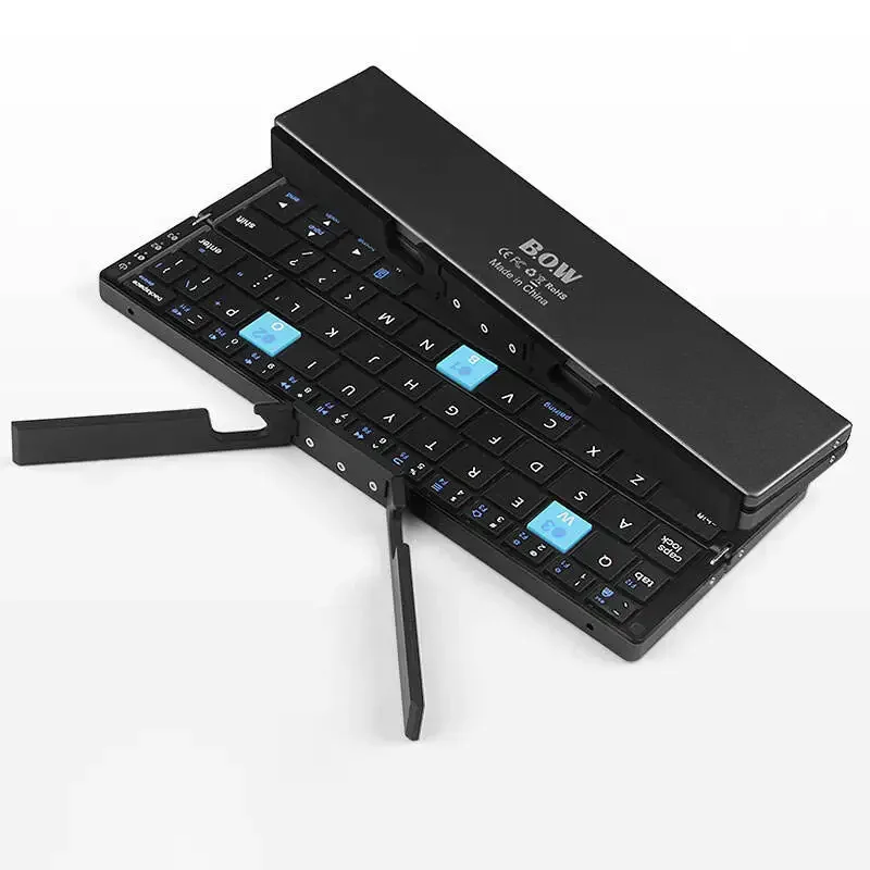 

Mini Folding Bluetooth Keyboard Wireless Keypad Support 3 Devices With Stand for Phone Tablet Rechargeable Foldable Keyboard