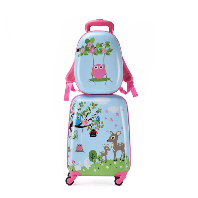 13 & 18 Inch Cartoon Handbagage Koffer Voor Kinderen Schattige Koffer Set Bagage Kleine Rugzak Schooltas Jongen Reistas Met Wielen