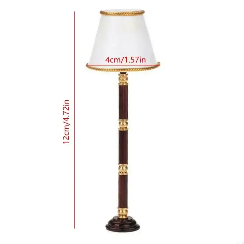 Acessório iluminação para casa boneca decorativa, lâmpada chão miniatura com botão, operada por bateria, sombra