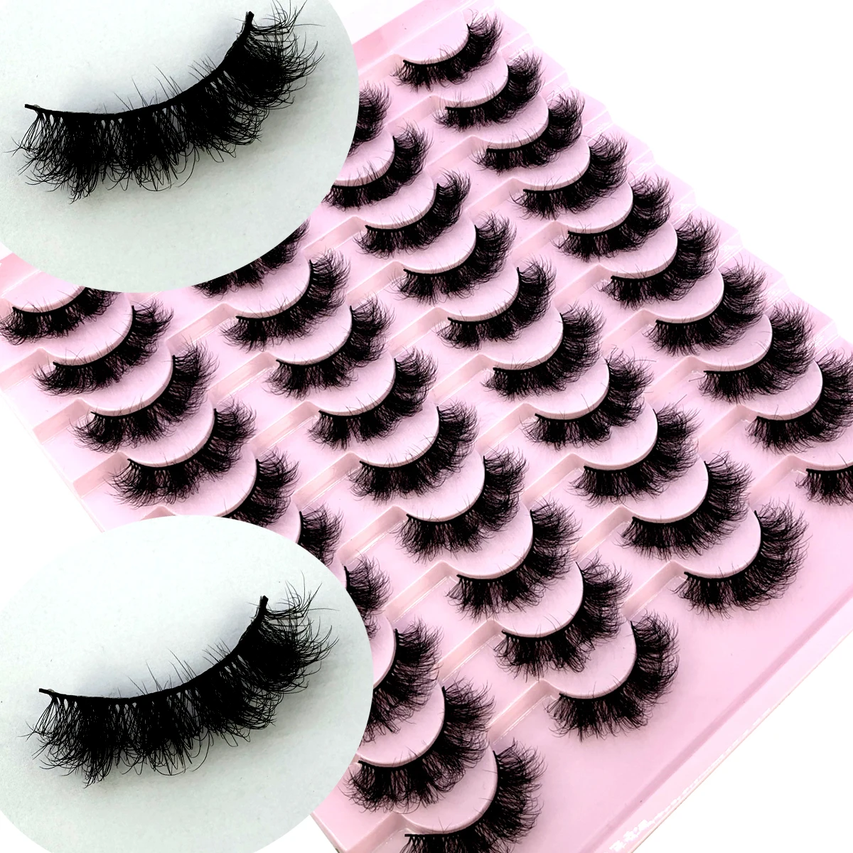 vendita all'ingrosso ciglia di visone 3D naturali false 20 paia ciglia soffici ciuffi naturali incrociate ciglia di gatto estensione ciglia trucco