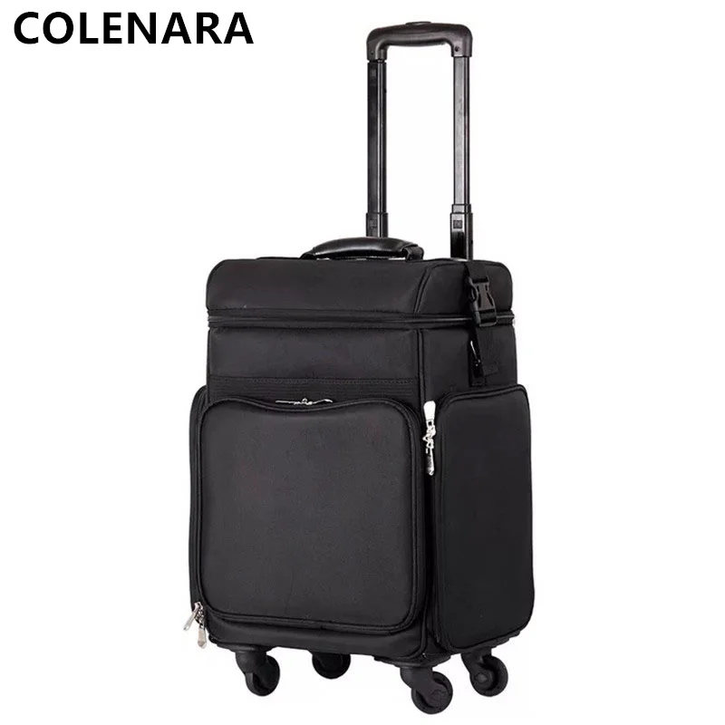 COLENARA Cosmetic Case Oxford Cloth Removable Folding Beauty Manicure Toolbox Large Capacity Trolley Case with Wheel Makeup Box