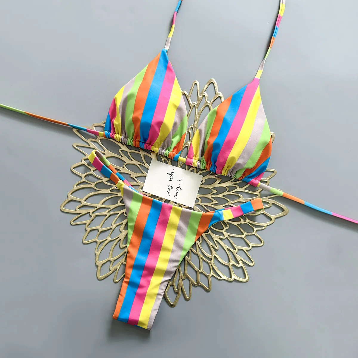 

2026 Swimsuit Rainbow Print Premium Swimsuit Beach Spa Women Bikini Set