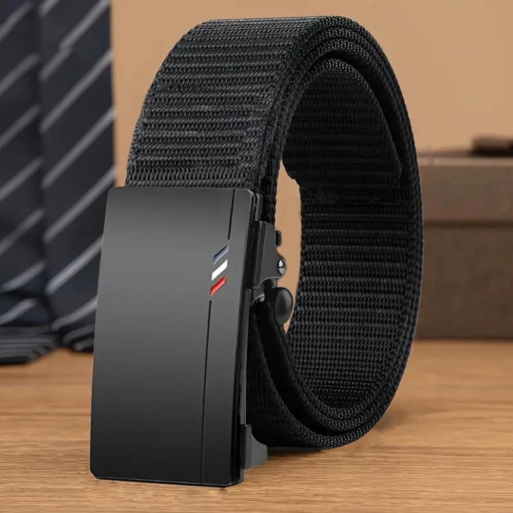 حزام رجالي جديد بإبزيم تلقائي عالي الجودة بدون أسنان لحزام الرجال غير الرسمي، حقيبة أزياء رجال الأعمال للارتداء اليومي