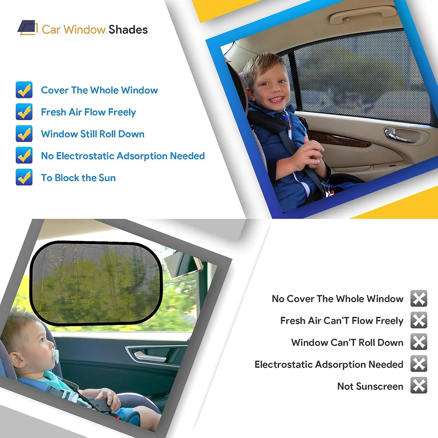 2er-Set Auto-Fensterblenden: Atmungsaktive Netz-Seiten-Sonnenschutzfolien mit UV-Schutz und Wärmeblockierung für Babys, Camping und als Rückenabdeckungen für SUV, LKW, Van – Detail 6