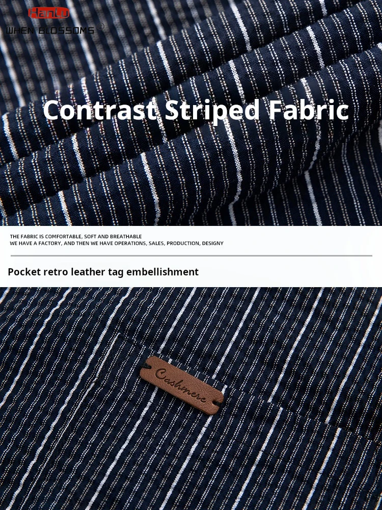 American Vintage Casual Cotton Striped Short Sleeve Shirt Lapel Wrinkled Design Unisex Couple Summer Trendy Oversized Shirt Coat