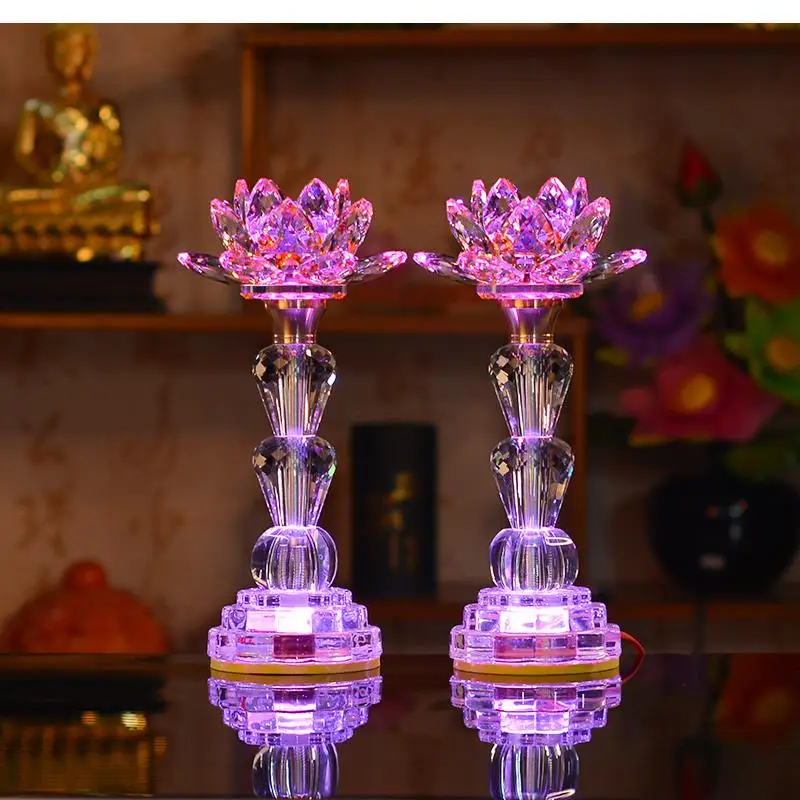 Crystal Colorful Lamp Home Decor Crafts Plug-in Lamps Buddha Offering Corridor Lighting Traditional Supplies
