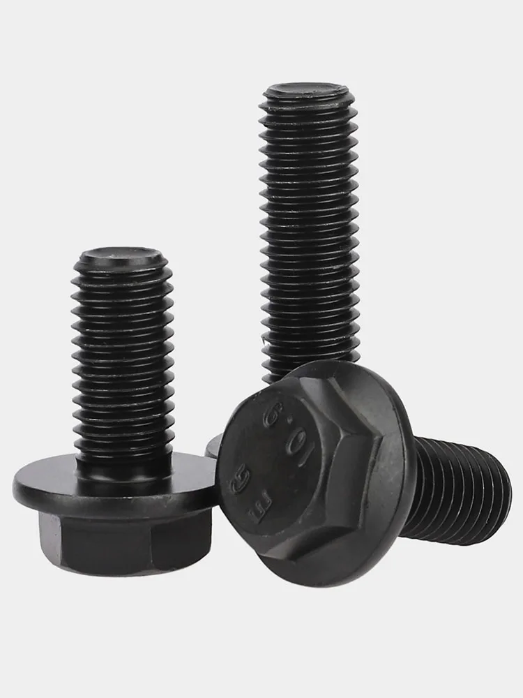 M6 M8 M10 M12 M16 Hexagon Head Flange Cap Screws Hex Washer Head Bolts Hex Flange Screw Grade 10.9 Steel Black