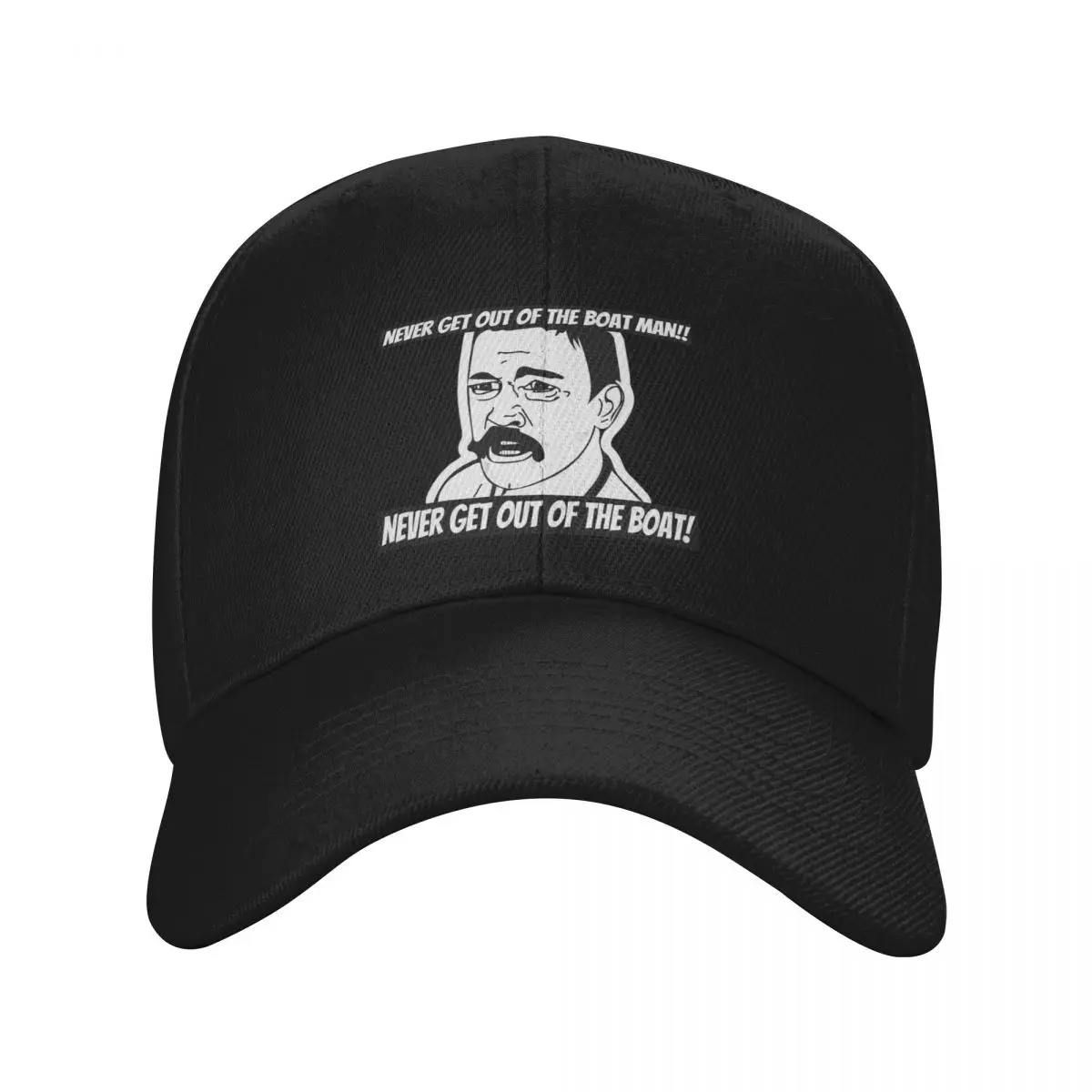 Never get out of the boat! Baseball Cap Snap Back Hat Rave black Mens Women's