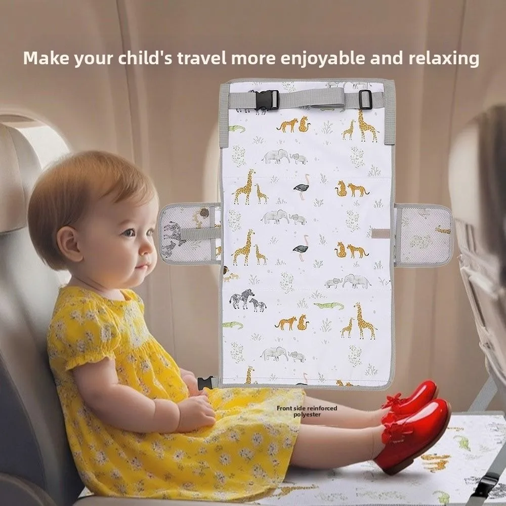 Breathable Kids Airplane Bed with Side Pocket Portable Foot Rest Hammock Comfort Design Anti-Slip Design Airplane Footrest