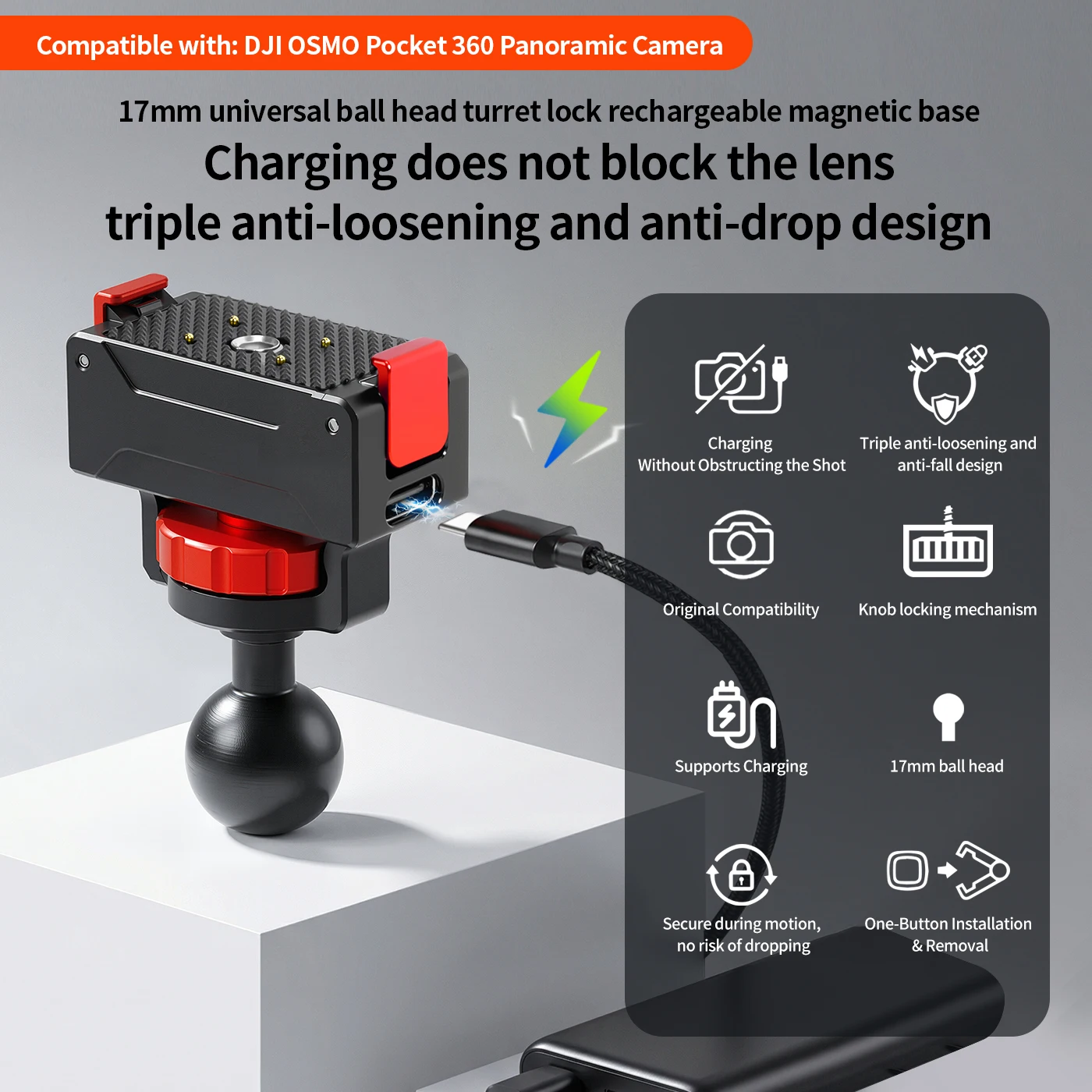 Quick Quick Release Magnetic Mount for DJI Osmo 360 Action Camera Charging Base USB C Port 1/4 Tripod Selfie Stick Motorcycle Holder - Aliexpress Deal