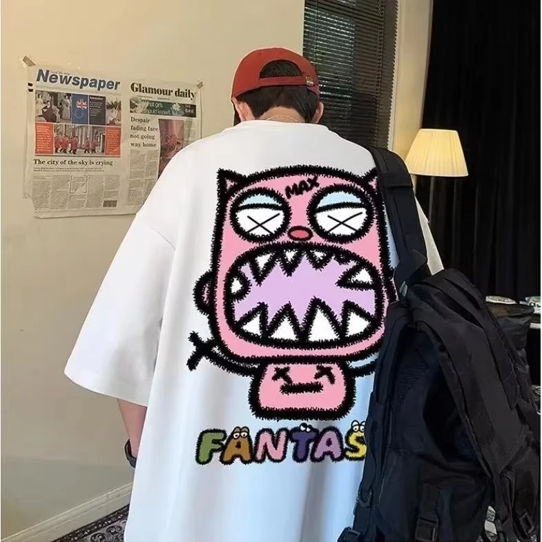Wear Slimming and High-quality T-shirt Casual Top Korean Version Lazy Short Sleeved Shirt Graphic T-shirt Breathable Natural.