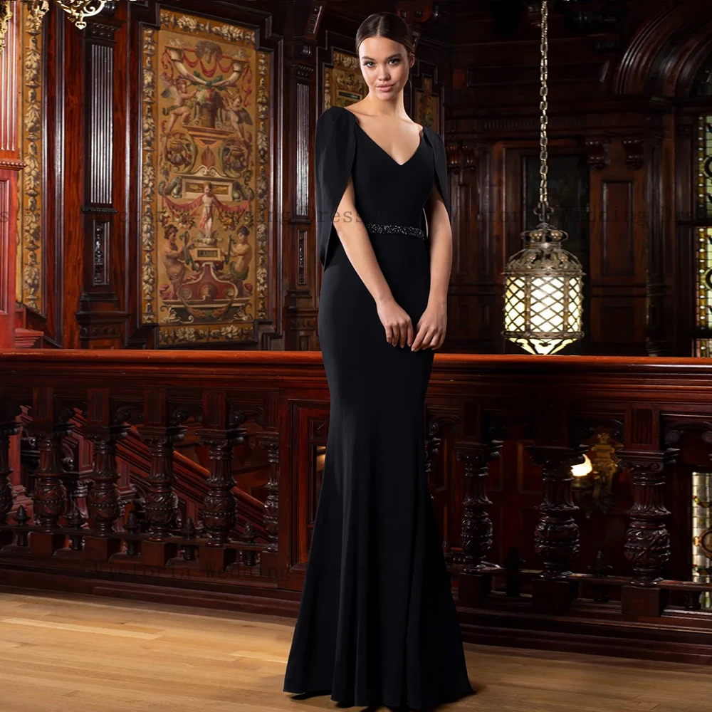 Elegante Royal Blau Mutter der Braut Kleider V Neck Halbarm Hochzeit Party Kleider Perlen Meerjungfrau Bodenlangen فساتين السهرة