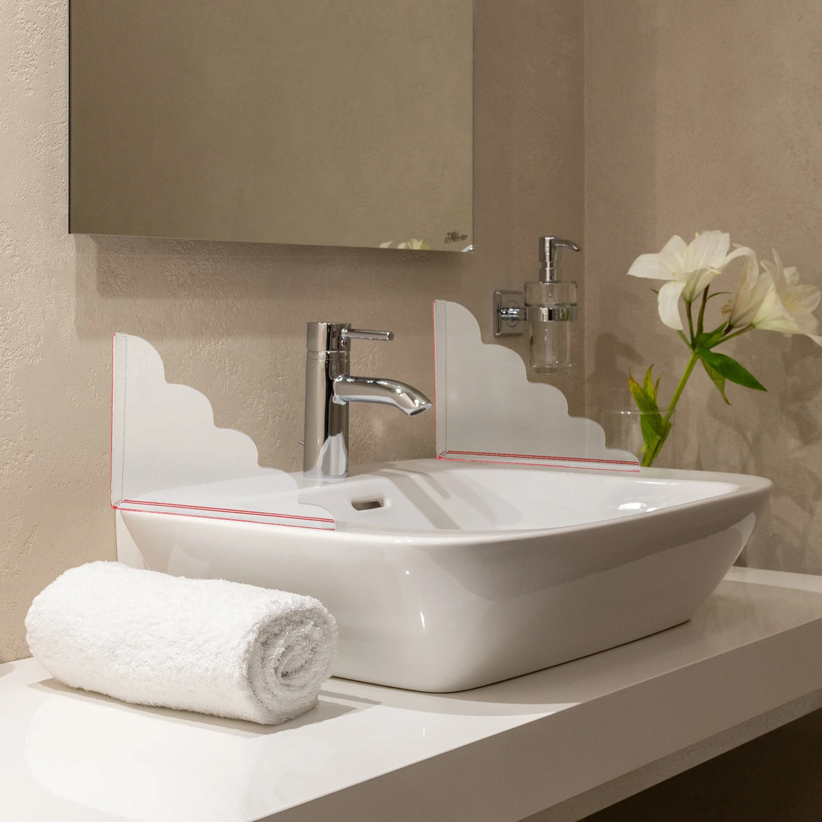 

1 пара акриловых брызговиков для ванны, раковины, водонепроницаемый щит, декоративный узор, высокая прозрачность, защита от брызг воды для ванны