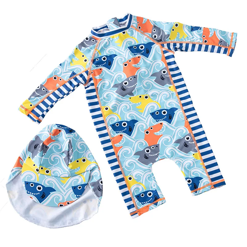 

Infant Toddler Sun protection Quick Dry One-piece Surf Suits For 0-7Years Baby Boys Girls Long Sleeves One-piece Swimsuit