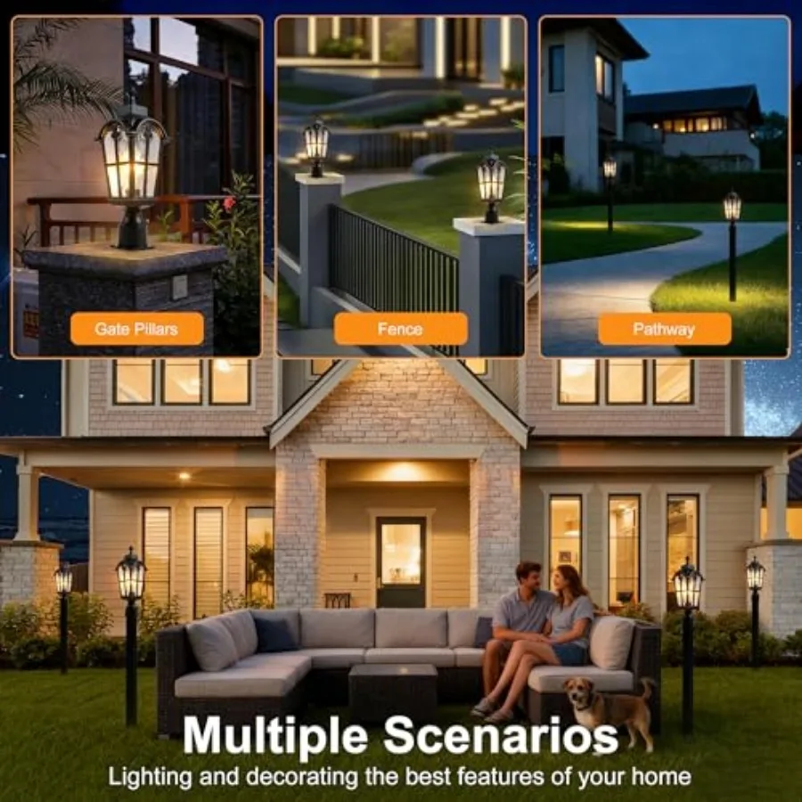 Sensor Outdoor Post Lights Waterproof Post Light Fixture Outdoor Anti-Rust Waterproof Exterior Lamp Post Lighting for Front Doo view 6