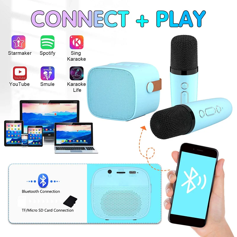 Mini Microphone karaoké pour enfants, avec lumières colorées, haut-parleur Bluetooth Portable pour garçons et filles, chant en plein air, cadeau de fête, jouet sans fil