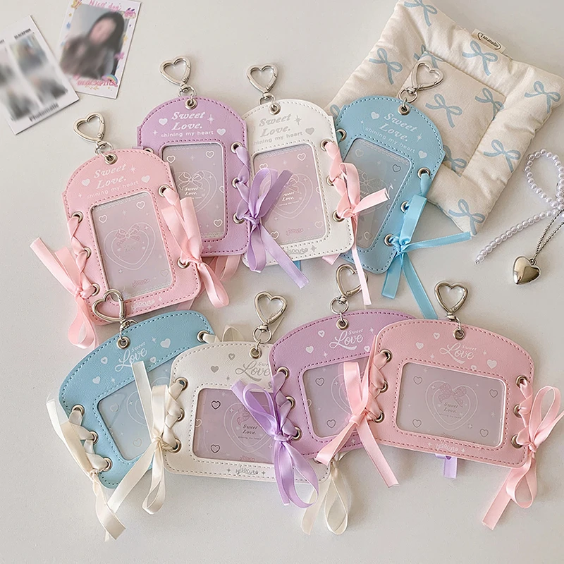 

Ins Style Ballet Themed 3 Inch Photocard Holder with Ribbon Decor Kawaii Sweet Gril Idol Photo Card Holder Id Card Protector