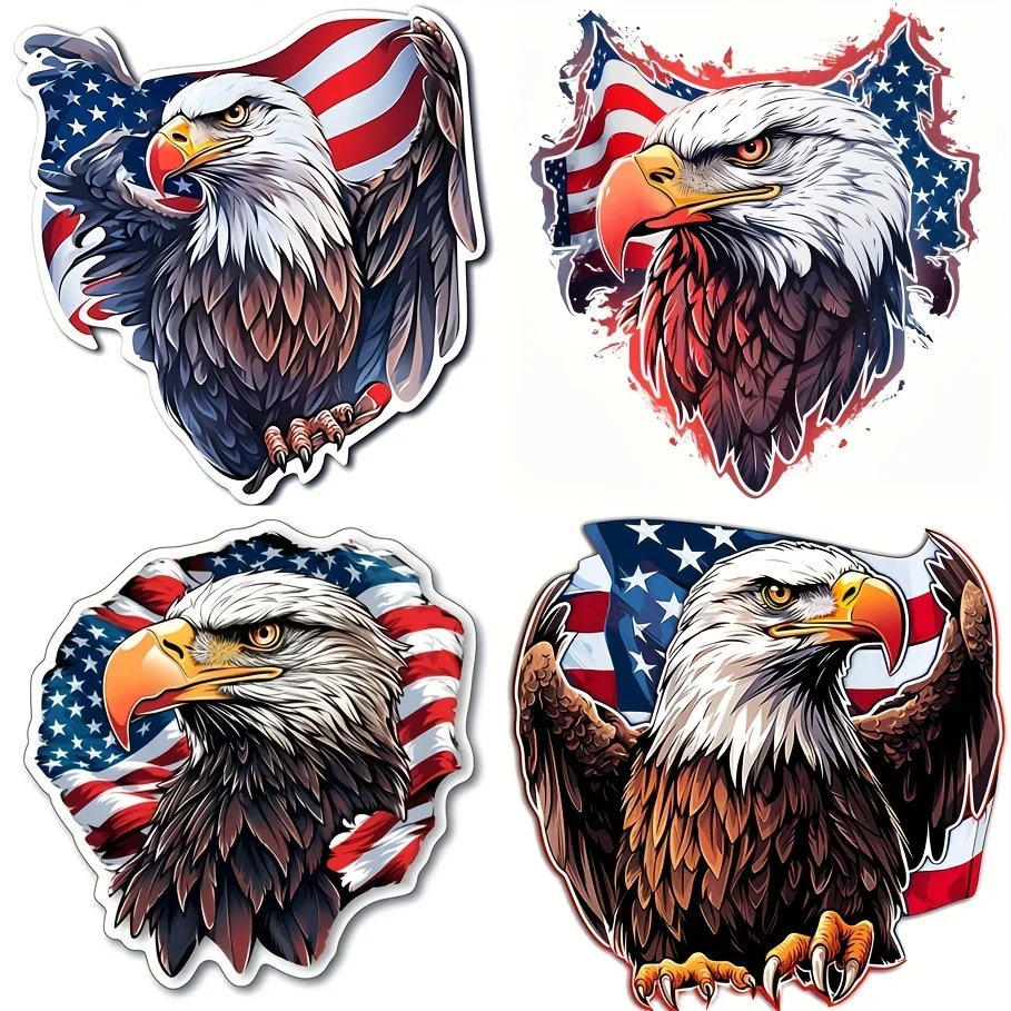 

Bald Eagle American Flag Vinyl Stickers - Waterproof Car/Motorcycle Decals for Windows, Bumpers & Racing Helmets