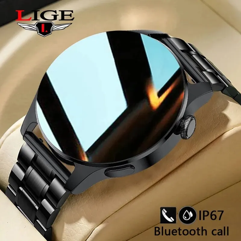 2023 LIGE Bluetooth Call Smart Watch Men w pełni dotykowy Sport zegarki Fitness Men wodoodporny inteligentny zegarek z funkcją pomiaru rytmu serca Man Android IOS