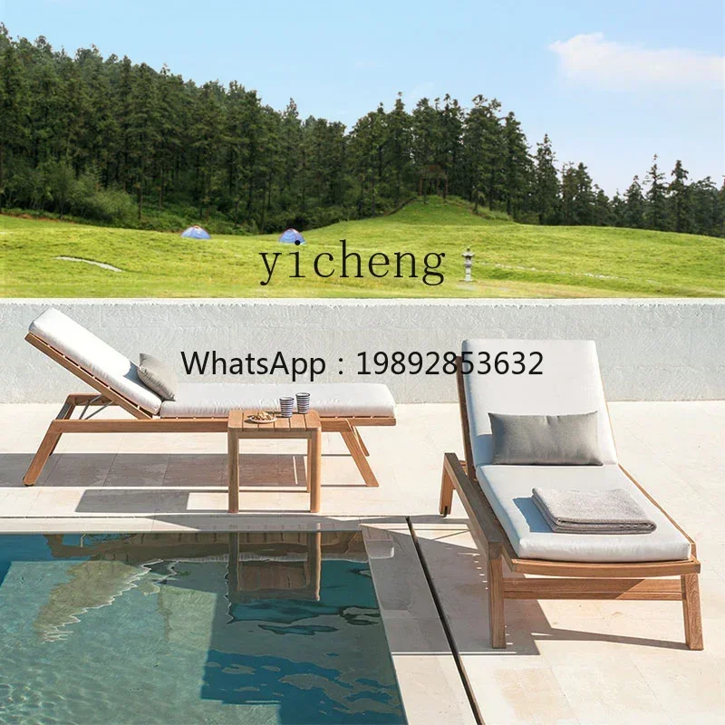 XTC8Sun Lounger Villa Courtyard Waterproof and Sun Protection Antiseptic Wood Leisure Lying Bed