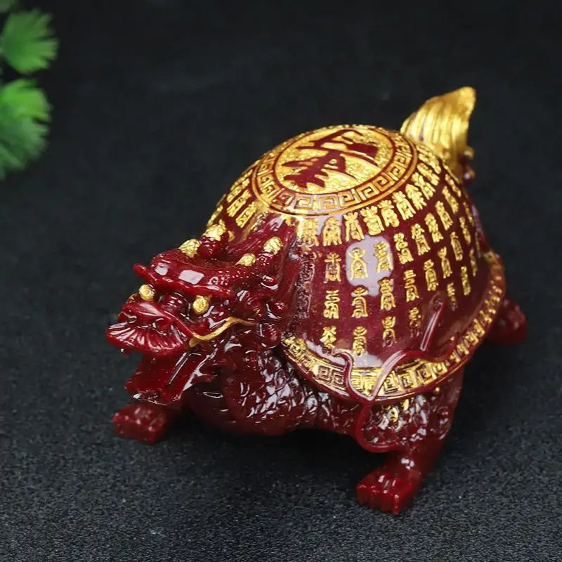 Cinnabar Ornaments Dragon Turtle Longevity Hundred Life Figure Living Room Office Decoration Town House Home Lucky Crafts Gift
