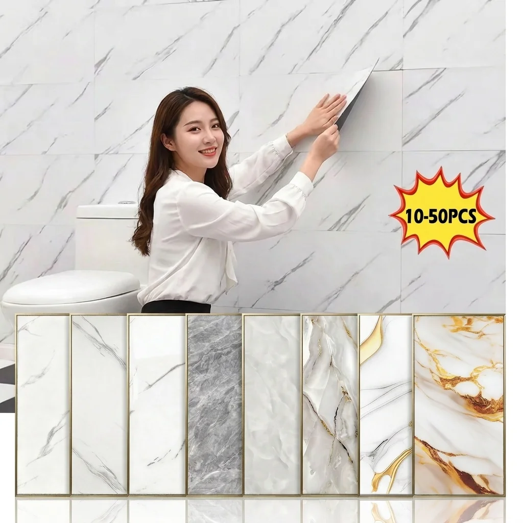 Marble Wall Stickers Tile Sticker Self Adhesive PET Waterproof Wear Resistant Bedroom Decoration Home Room Decor Wallpaper