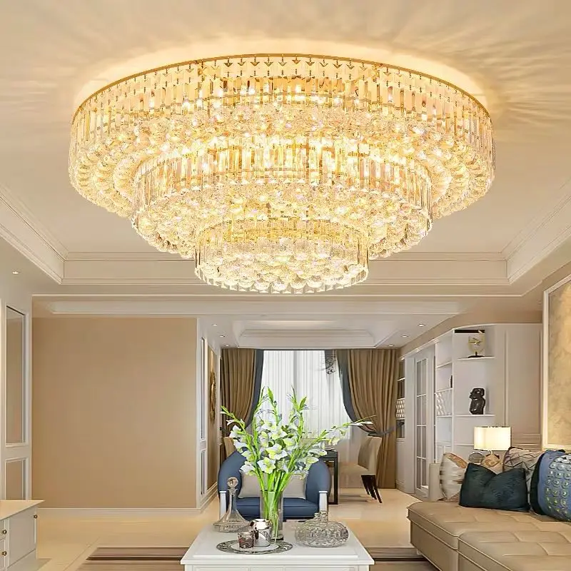 

Gold Crystal LED Ceiling Lights for Living Room Decoration Ceiling Chandelier Home Lamp Luxury Modern Lustre Lighting