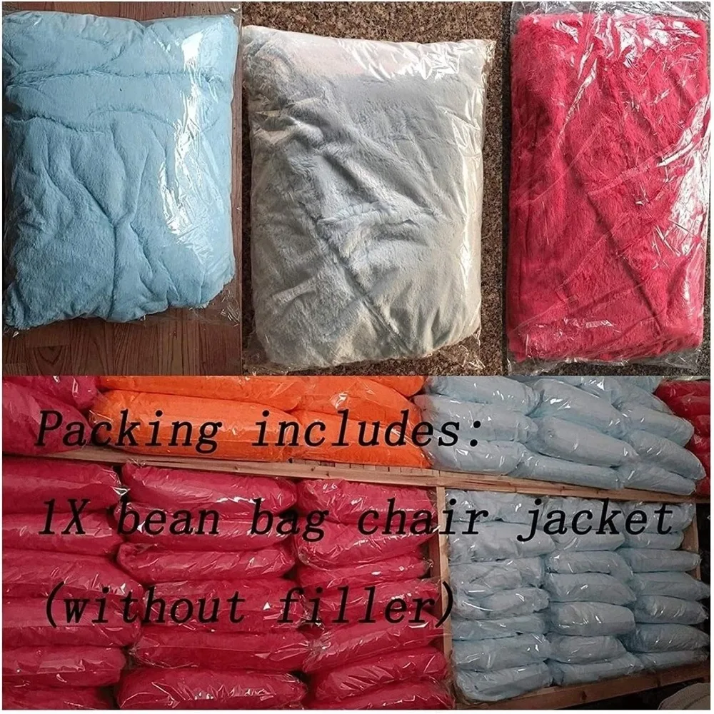 غطاء كيس فول الفراء العملاق (غطاء فقط، بدون حشو) أثاث غرفة المعيشة كبير مستدير ناعم ورقيق كيس فول من الفرو الاصطناعي كسول لذلك