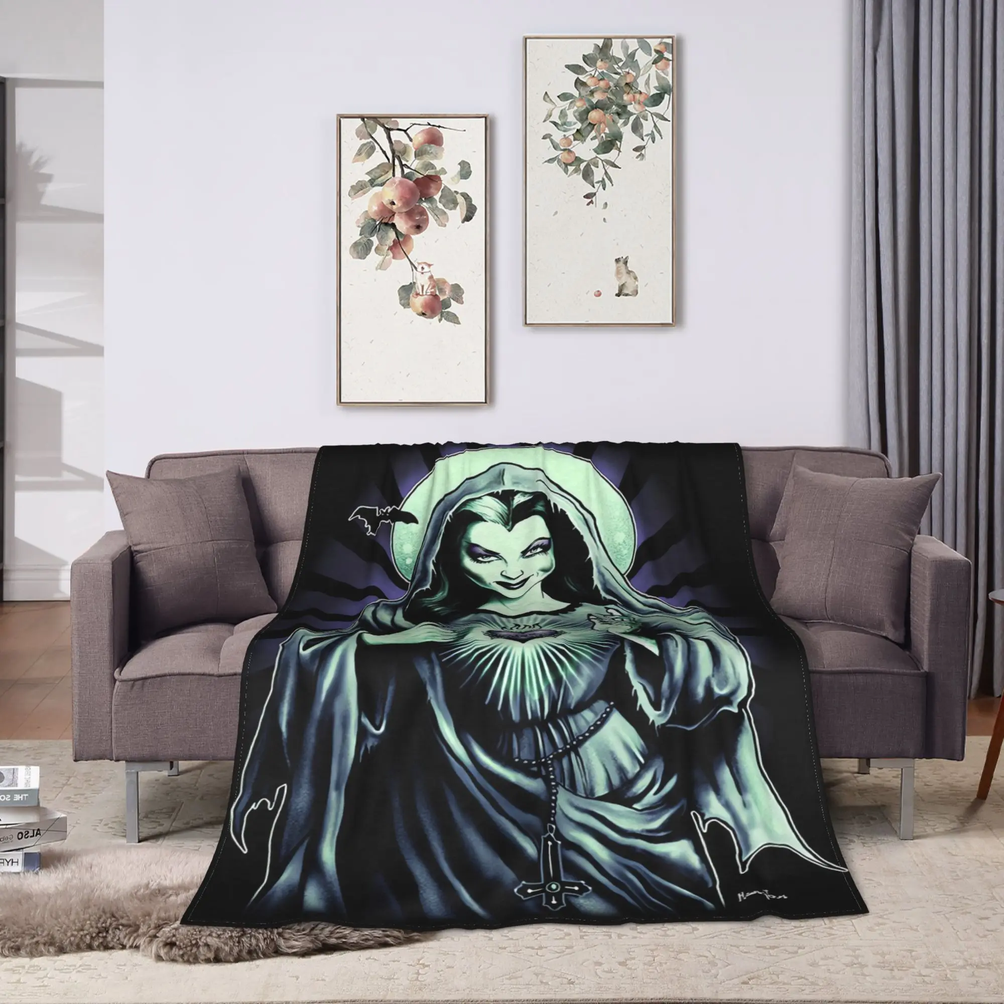 Lily Munster Frankenstein Blanket  Super Warm Print Plush Throw Blanket For Couch Chair Sofa Bed Flannel Bedspread Bed Cover