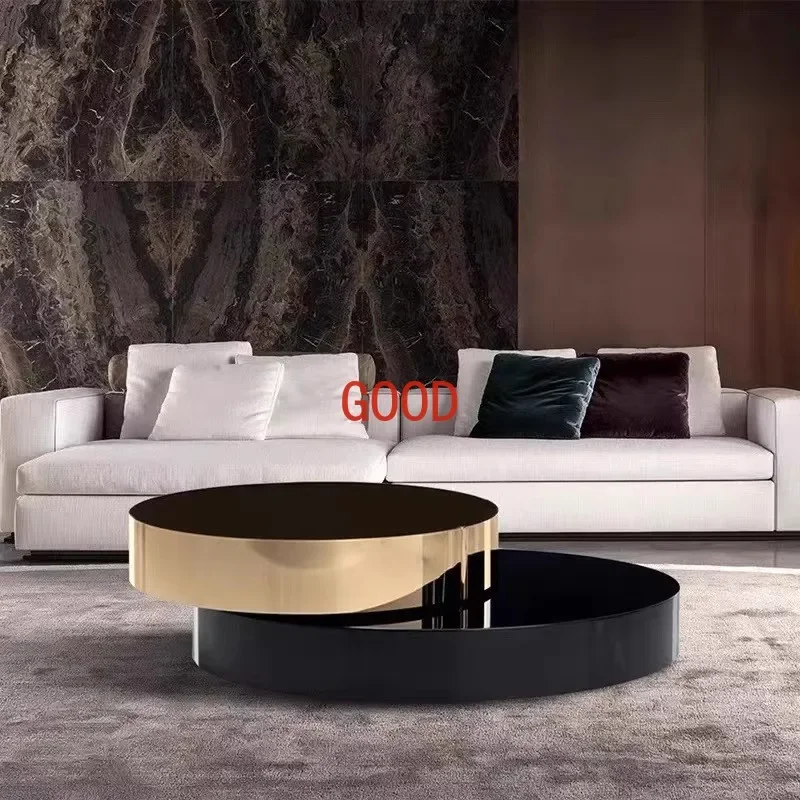 غرفة المعيشة المنزل الحديثة الخفيفة الفاخرة طاولة القهوة الدوارة المستديرة الإنترنت المشاهير طاولة القهوة الزجاجية المقسى #3