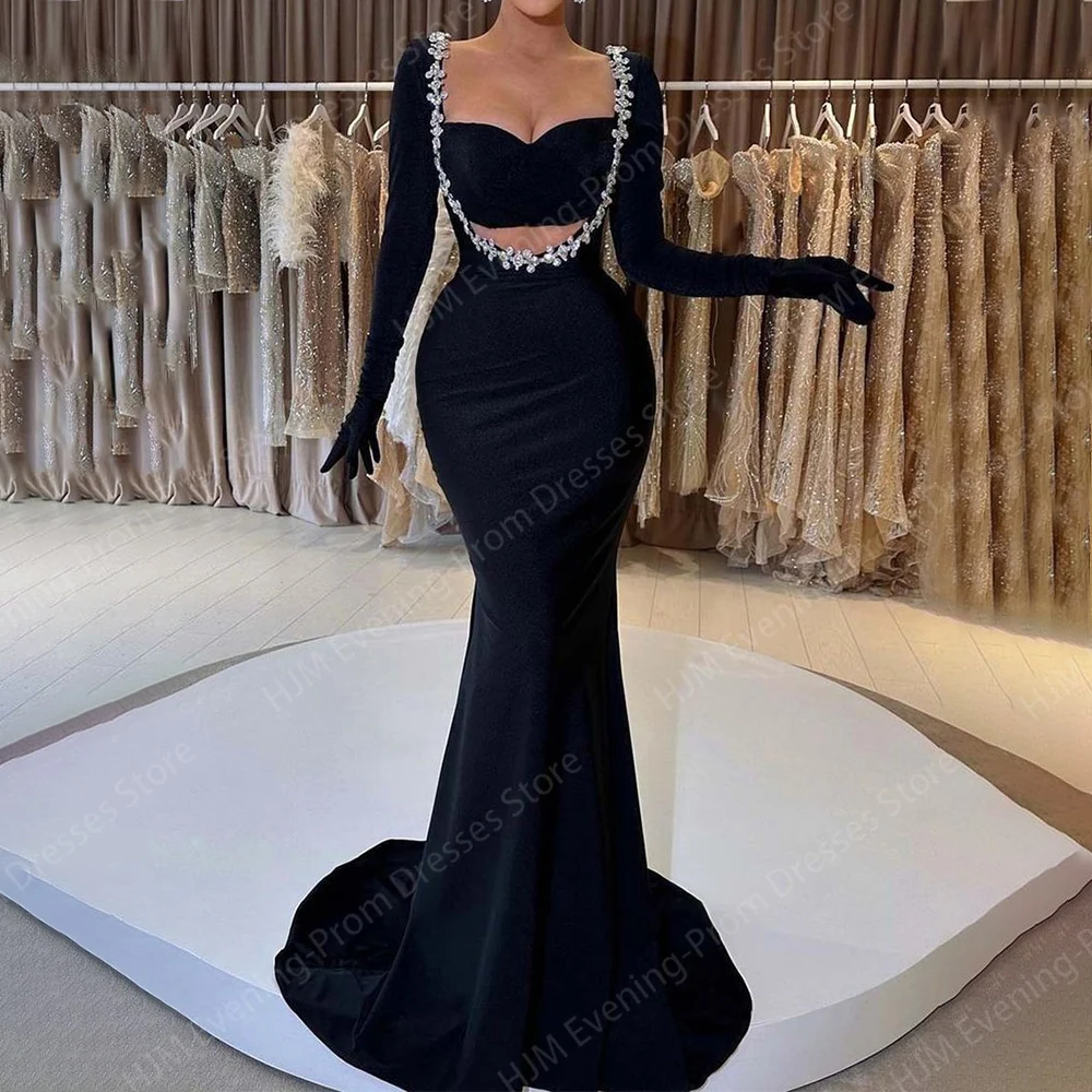 

Elegant Black Long Beads Evening Dresses for Women Floor-Length Mermaid Prom Party Wedding Special Events Gala Dress Maxi 2024