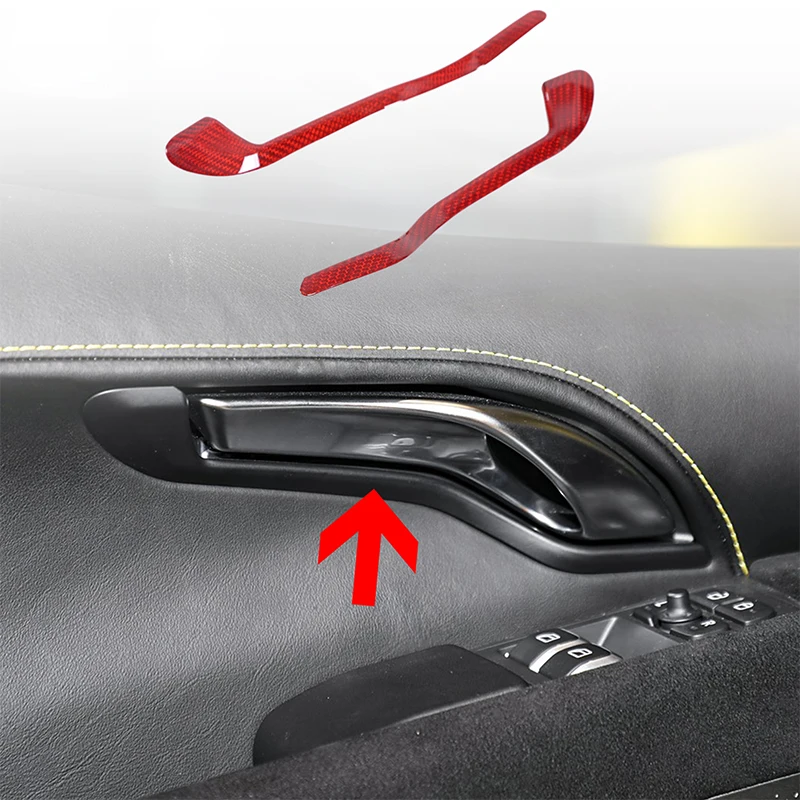

For Lotus EMIRA 2021-2023 inner pull handle frame Inner door handle decoration sticker Real carbon fiber 2pcs (red)