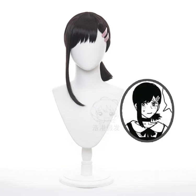Chainsaw Man Higashiyama Kobeni Cosplay Wig Black Tied-up Hair for Woman Comic-con Wigs with Hair Clip Stage Costume Accessories