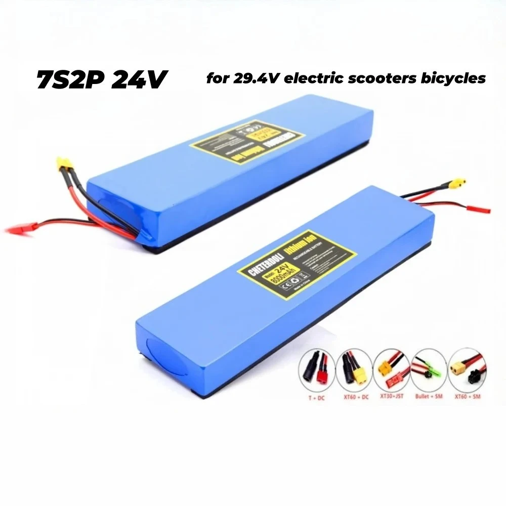 Aleaivy 24V 8000mAh  7S2P High-Capacity Li-ion Battery with Shock-Resistant Cotton, 29.4V 6Ah for  Bicycles
