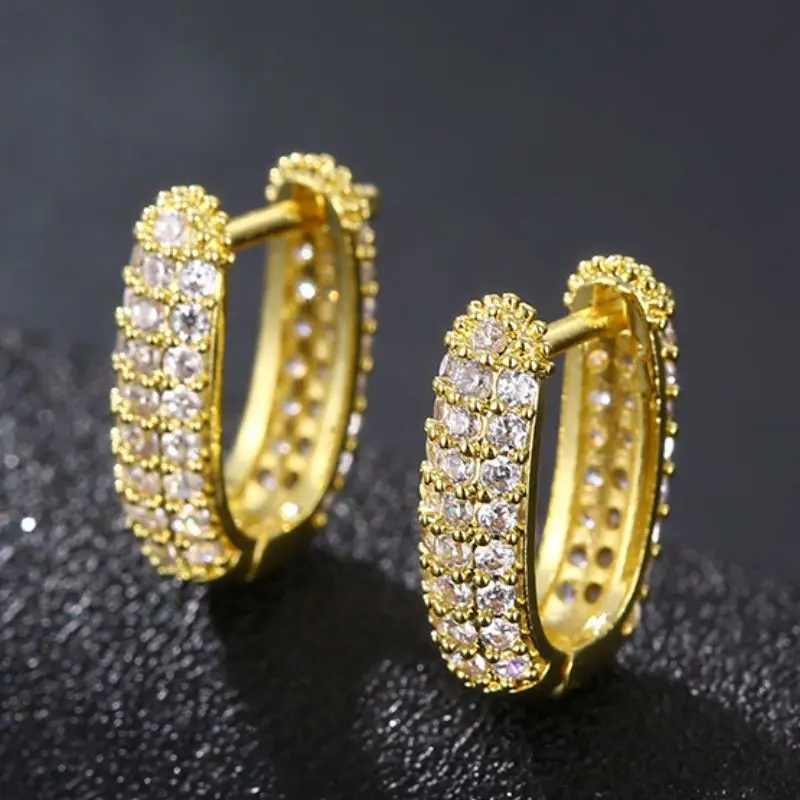 

925 Sterling Silver Needle Fully Inlaid Zircon Internet Celebrity Light Luxury Super Shiny High-end Temperament Circle Earrings
