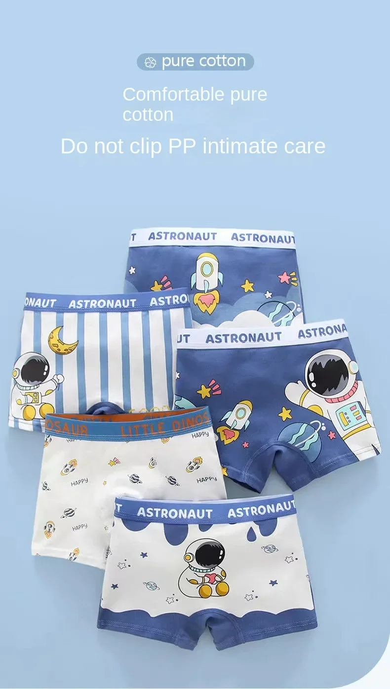 4Pcs/Lot Boy Cotton Underwear Boxer Kids Children  Panties 2-10years