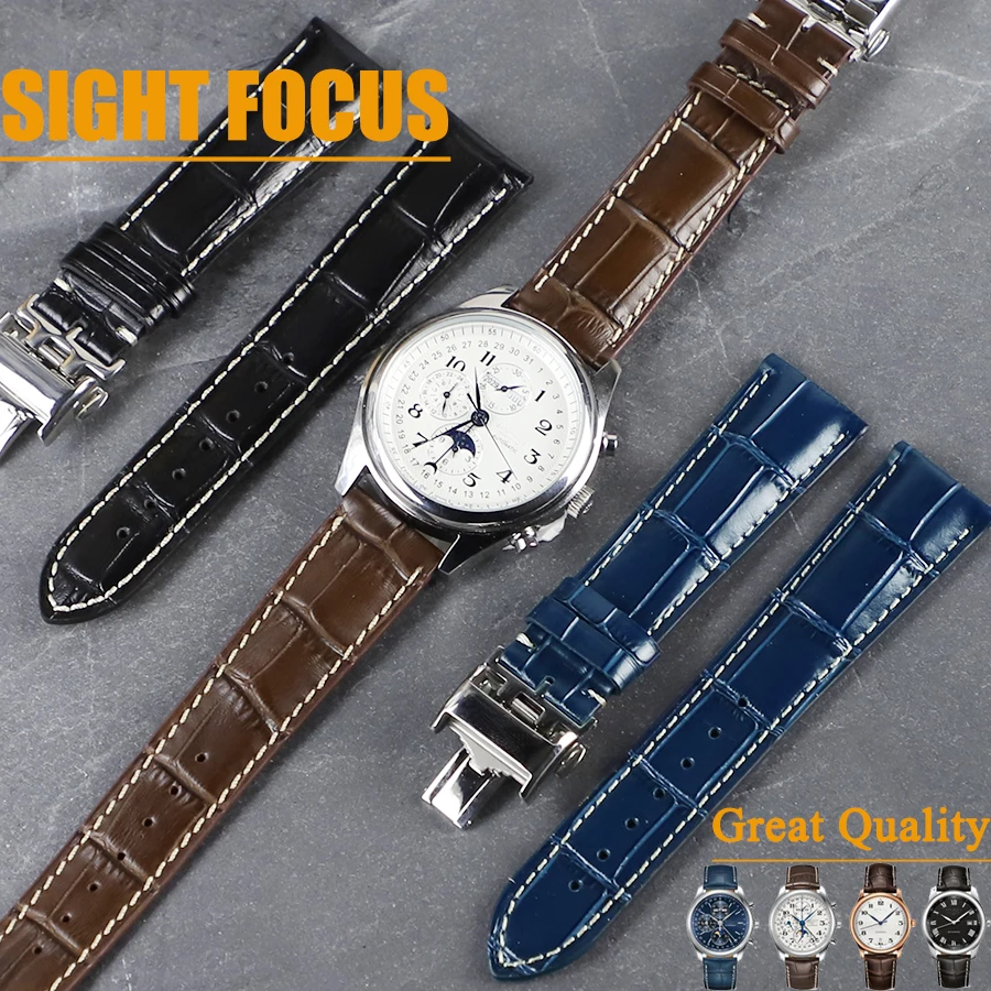 Cowhide Leather Watchbands for Longines L2 L4 Master Collection Flagship Evidenza Strap Watch Bands Calfskin Bracelet L2.628.673