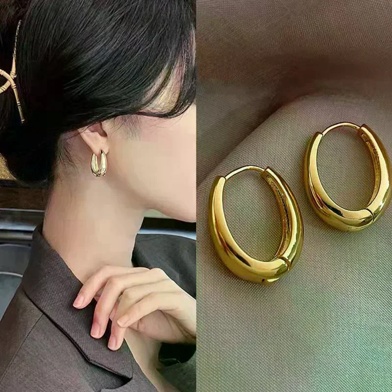 1Pair Classic Style Small Hoop Earrings Gold Color Simple Exquisite U-Shaped Earring For Girl Gift Beautiful Jewelry Accessories