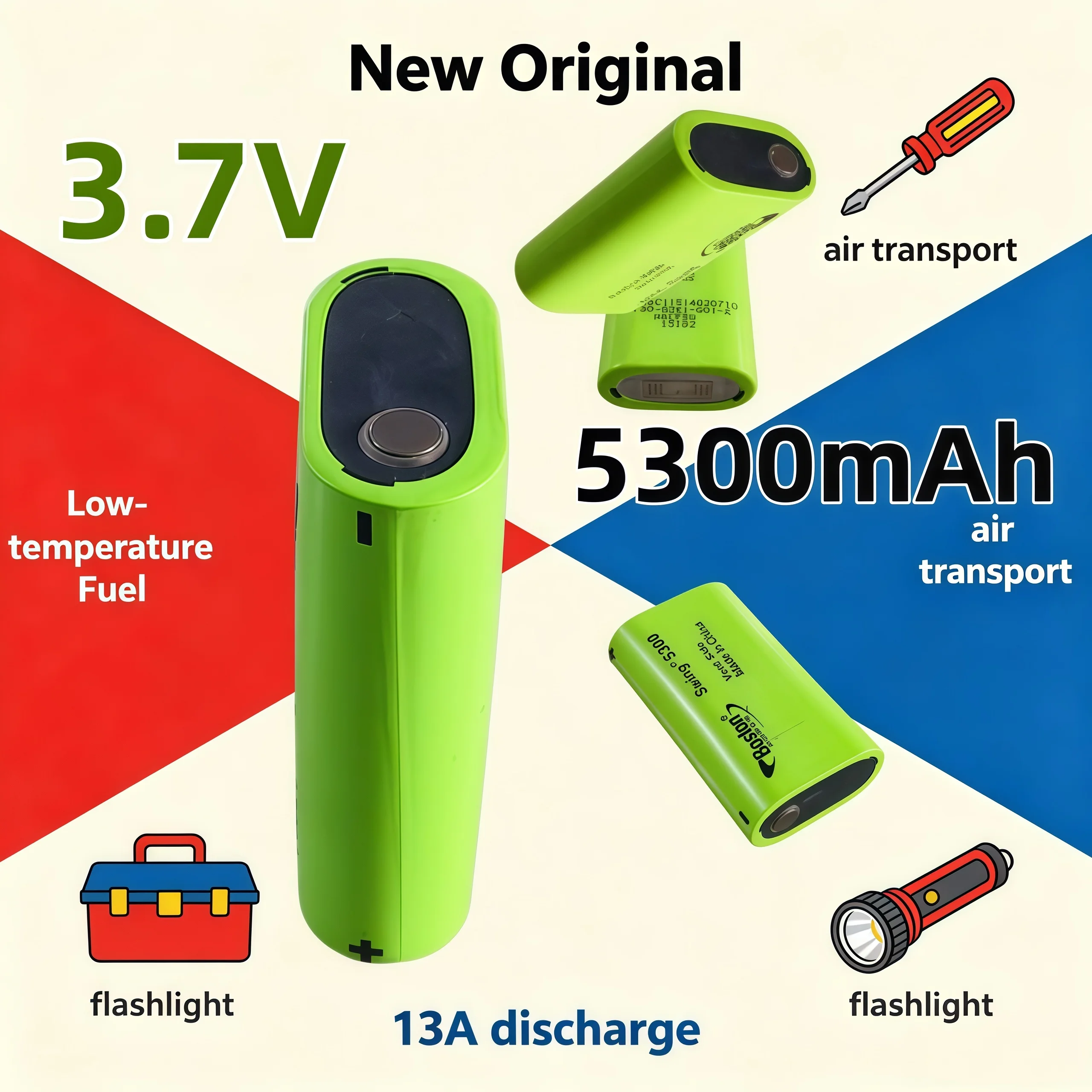 New Original 3.7V 5300mAh air transport BOSTON Rechargeable Lithium Battery flashlight Low-temperature Fuel 13A discharge