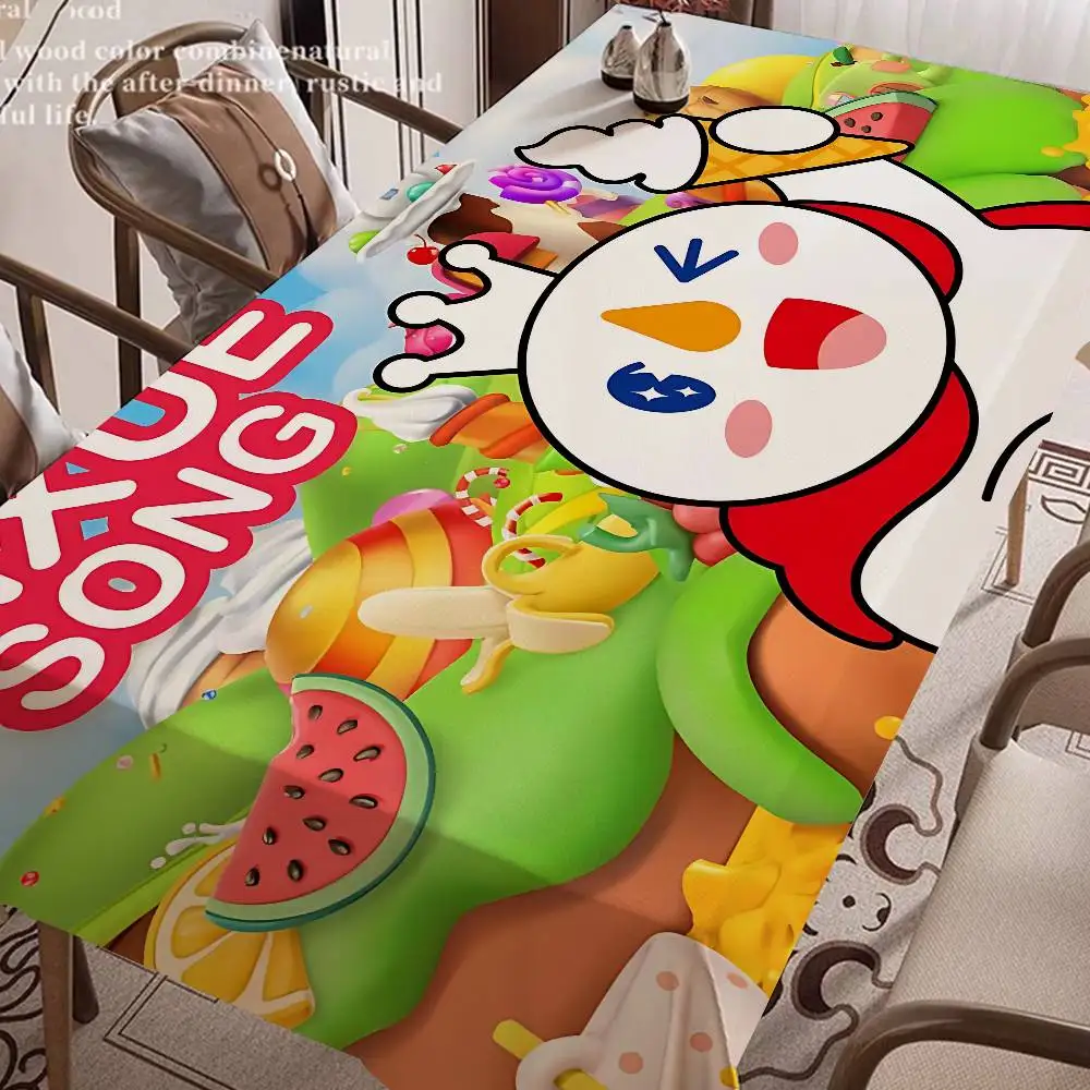 Cute Mixue Ice Cream & Tea Logo Home Tablecloths Dining Decoration And Rectangular Table Accessories Waterproof Anti-stain