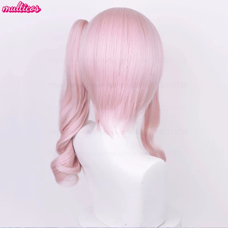 Hochwertige Anime Akiyama Mizuki Cosplay-Perücke, 45 cm lang, hellrosa, lockig, hitzebeständiges Kunsthaar, Halloween-Party-Perücken – Detail 5