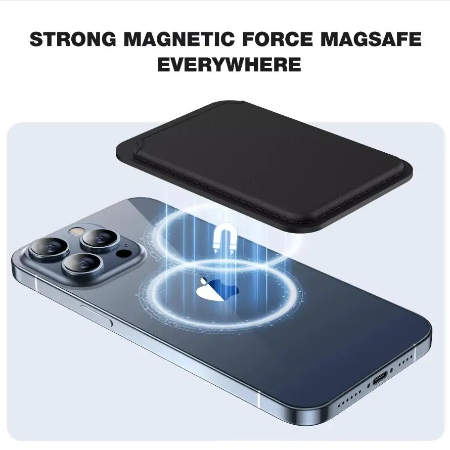حافظة بطاقات مغناطيسية من GITFOS حامل هاتف أقوى ملحقات Mag-Safe عصا جلدية RFID لهاتف iPhone 17 16 15 14 13 12 Pro Max #3