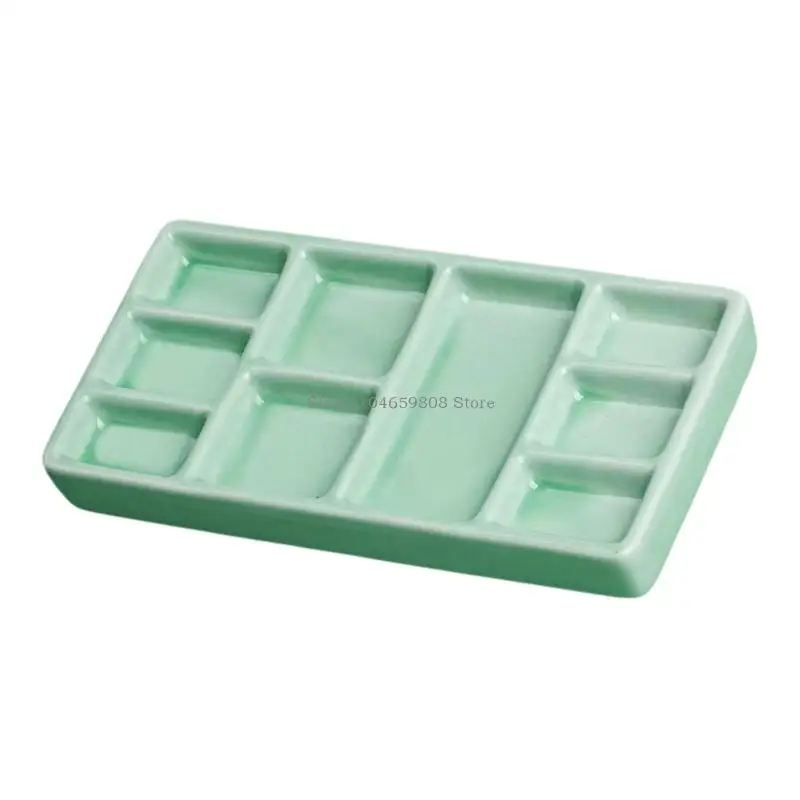 Square Ceramic Paint Palette 9 Wells Watercolor Oil Painting Palette Paint Mixing Tray for Artist Student Art Painting