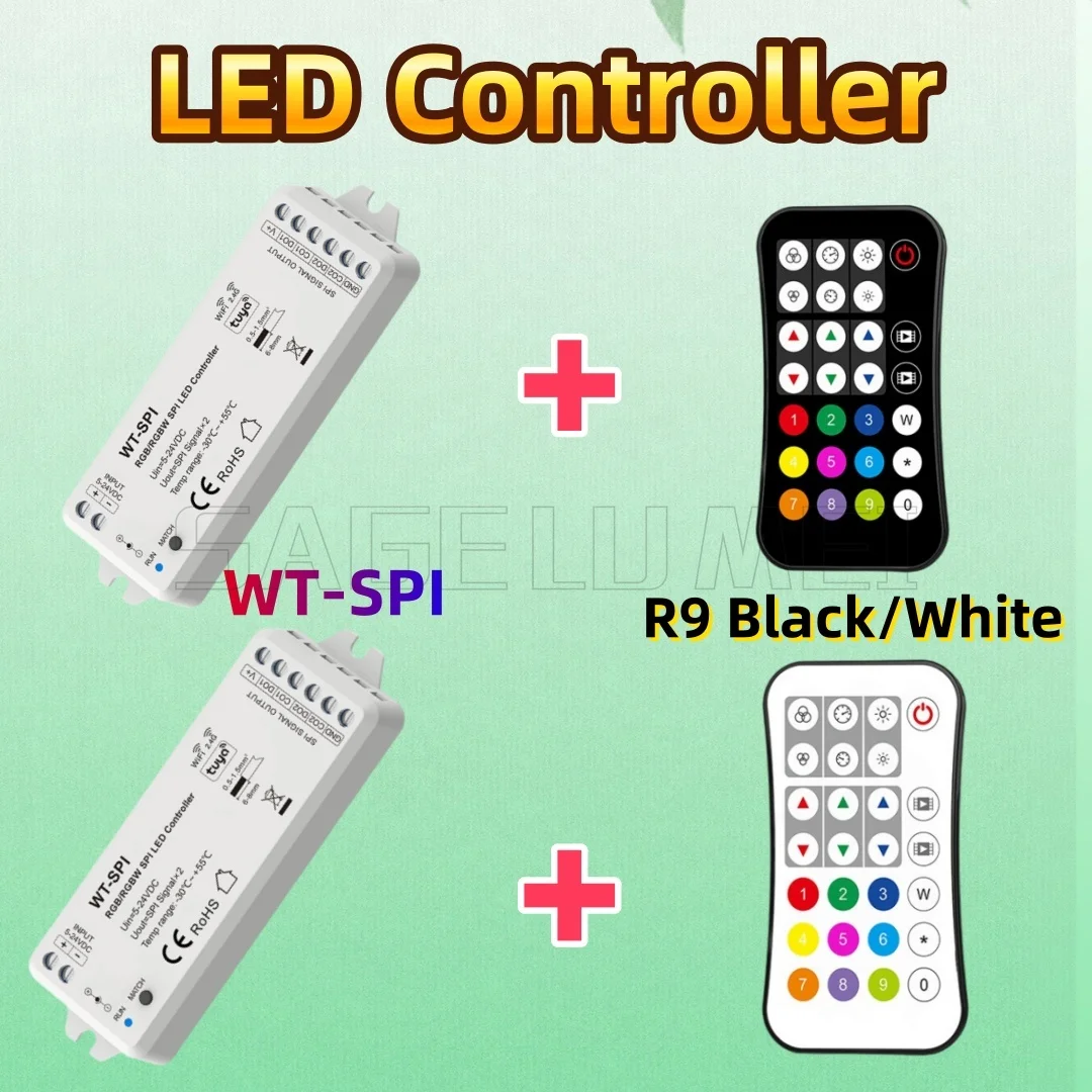 

DC5V-24V WT-SPI WiFi 2.4G RF Remote RGB/RGBW SPI LED Controller Kits For 1024 Pixels WS2811 WS2812 WS2815 Pixel LED Strip Lights