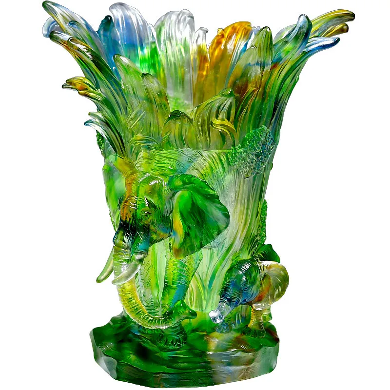 Glazed mascot elephant vase living room high-end atmosphere light luxury decoration high-end ornament