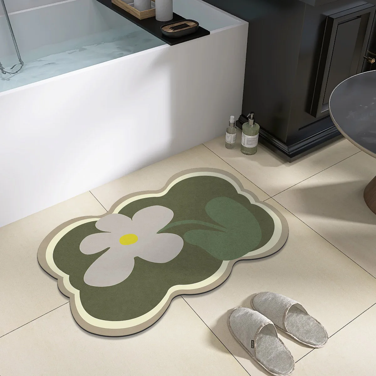Diatomaceous Earth Bath Mat Bathroom Rugs Super Absorbent Shower Floor Foot Mats Non Slip Quick Dry Toilet Room Carpet Washable