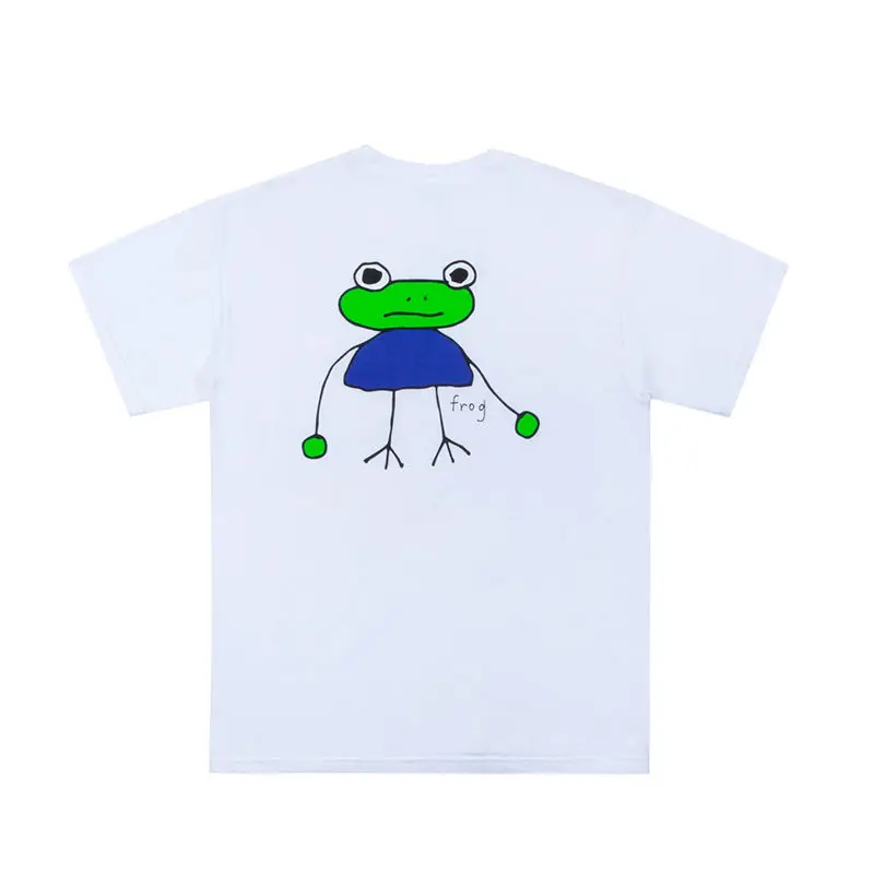 

Cartoon Men's and Women's Short-sleeved T-shirt Noah YIMI 25SS Frog Animal Pocket Tee Frog Animal Cotton Printed T-shirt
