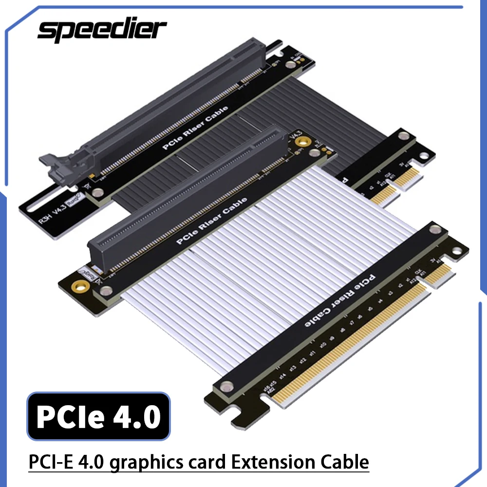 

Riser Silver PCIe 4.0 X16 Riser Cable GEN4 Graphics Video Card Extender PCI Express 4.0 16x Gaming 90 Degree GPU For ATX Case