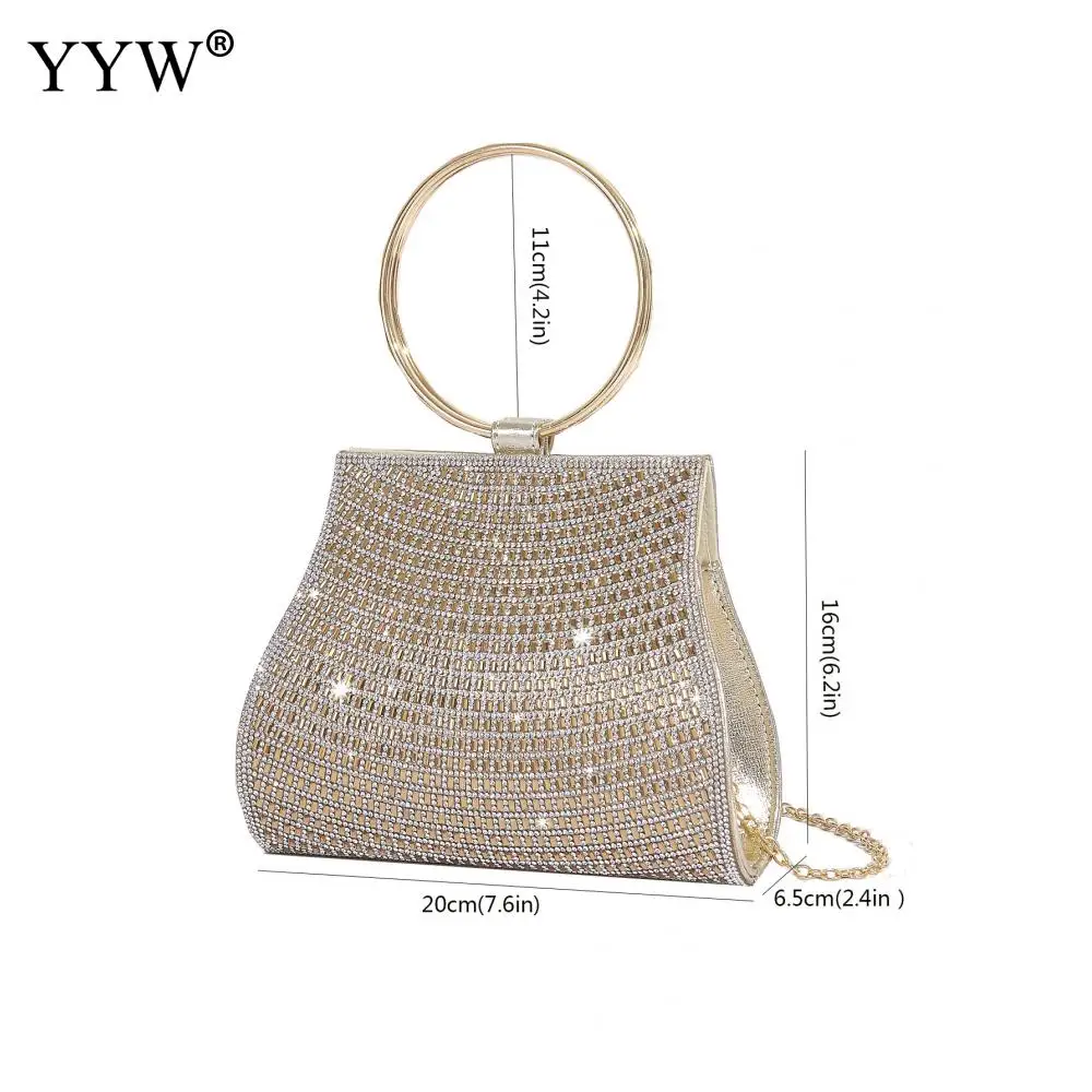 Luxury Shiny Rhinestone Evening Clutch Bags Women Bridal Stones Clutch Purse Party Wedding Lady Clutches Bags Chain Shoulder Bag