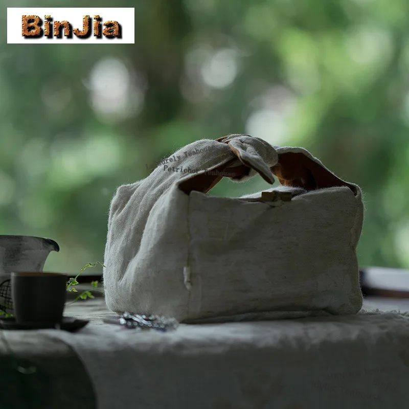 

Хлопково-льняные утолщенные чайные чаи, чайная посуда ручной работы, пакетик для чая, уютный для чайника, ручная сумка, дорожный чайный сервиз, сумка, принадлежности для ча, украшения